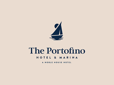 The Portofino Logo boat branding california hospitality hotel illustration logo sailboat sunset