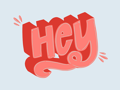 Hey coral hand lettering hey illustration lettering