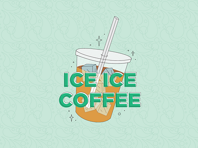 Ice Ice Coffee coffee flat flat illustration green iced coffee illustration pattern seattle sparkles summer vanilla ice