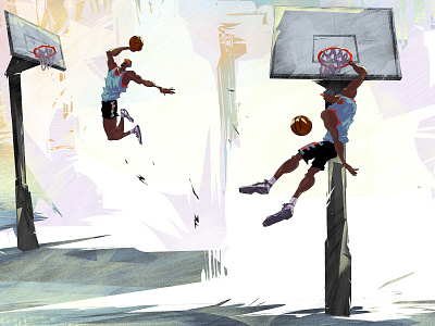 baketball dunk action basketball comic art design drawing illustration photoshop sequence