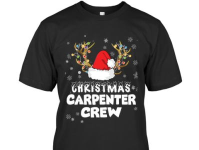 Christmas Carpenter Crew Santa Hat Reindeer Merry Xmas