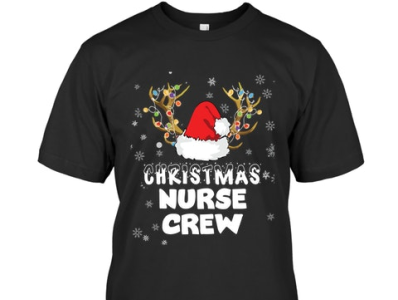 Christmas Nurse Crew Santa Hat Reindeer Merry Xmas