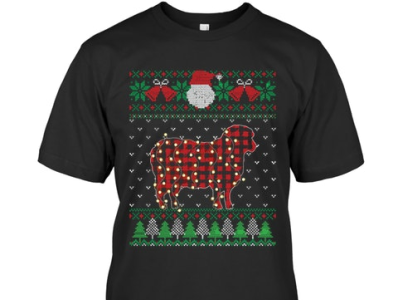 Funny Sheep Ugly Sweater Christmas Animals Lights Xmas T-shir