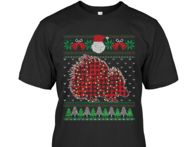 T-shirt link below Porcupine Christmas Animals Lights Xmas