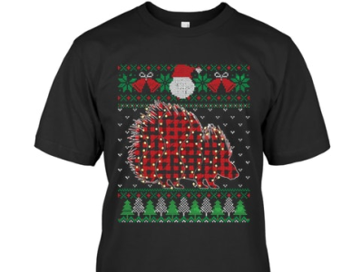 T-shirt link below Porcupine  Christmas Animals Lights Xmas