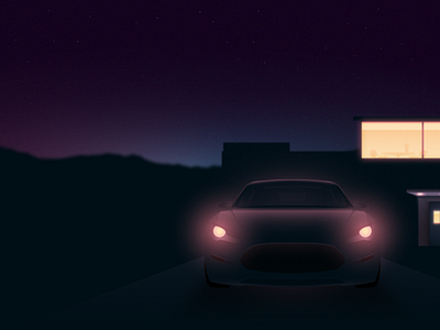 night drive headlights night sky tesla valley