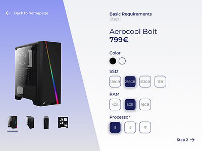 Daily UI - 033 - Customize Product cart custom pc customize product dailyui ecommerce eshop tech technology