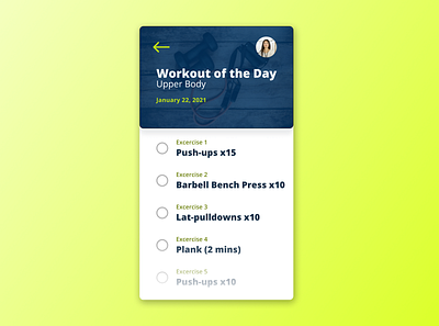Daily UI #062 - Workout of the day 062 app dailyui gym routine workout workoutoftheday