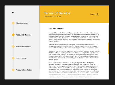 Daily UI #089 - Terms of Service dailyui dailyuichallenge flat navigation orange section terms and conditions terms of service