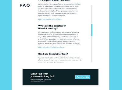 Daily UI #092 - FAQ blue contact us dailyui dailyuichallenge frequently asked questions white