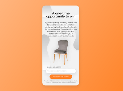 Daily UI #097 - Giveaway 096 competition dailyui dailyuichallenge email furniture giveaway reward subscribe