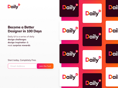 Daily UI #100 - Redesign Daily UI Landing Page 100 copywriting dailyui dailyuichallenge landing page logo logo grid register form