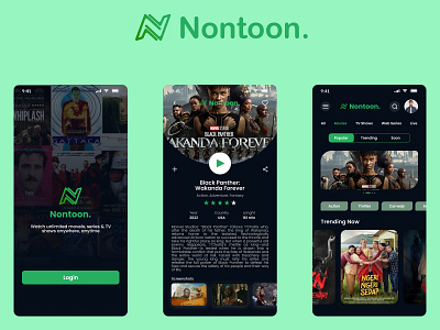 Movie Streaming Mobile App - Nontoon. app design mobile mobileapp movie streaming ui uiux