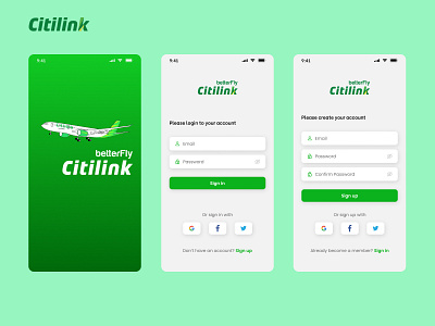 Mobile App Login & Signup UI Concept - Citilink airline app citilink concept design login mobile redesign signup ui uiux