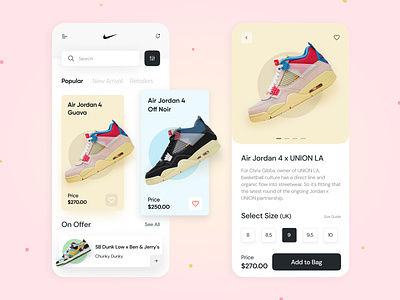 Nike Mobile App - UI Design adobe xd app behance color design e-commerce figma interactive interface mobile app nike pastel shoes ui ui ux