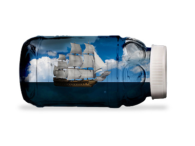 Bottled Ship awesome boat bottle creativity design photoshop sea ship sky