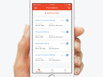 Prescription List card drug health ios medical medication mobile pharmacy prescription rx
