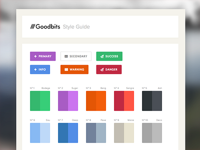 Goodbits -- Initial Styleguide button clean colour cream flat interface palette swatch type ui white