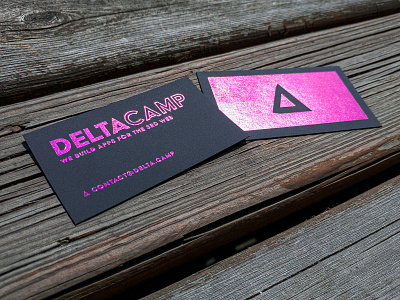 Delta Camp Business Cards - Pink Foil on Matte Black branding business cards cards identity