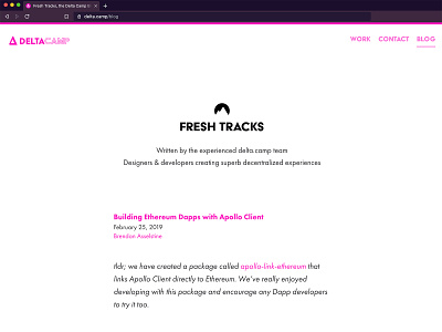 Fresh Tracks - The Delta Camp Blog - Index