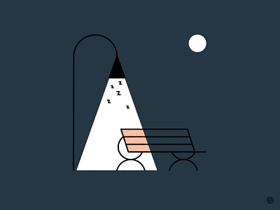 Runawayz accent bench black bugs dark geometric illustration inktober minimal moon moonlight night shape simple sleep vectober vector