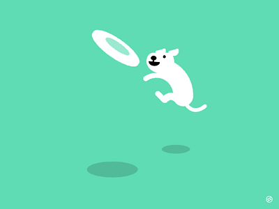 Catch accent dog frisbee geometric green illustration inktober jump minimal pet play shape simple throw vectober vector
