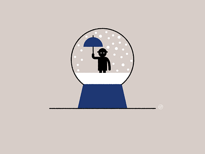 Isolated Snow conceptual geometric illustration isolation minimal simple snow snowglobe umbrella vector