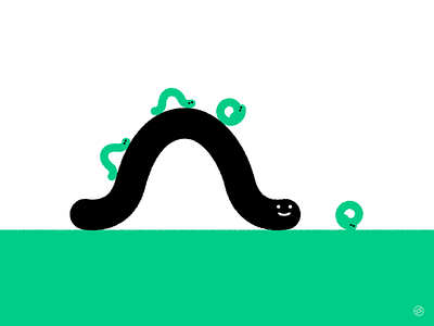 Inch by Inch accent black caterpillar creature geometric green illustration looper minimal shape simple teal vector worm
