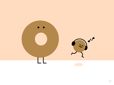 Dancing Munchkin donut donut day doughnut geometric headphones illustration minimal music pink shape simple vector