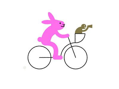 World Kindness Day bicycle friend geometric hare help illustration kindness minimal rabbit shape simple teamwork turtle vector