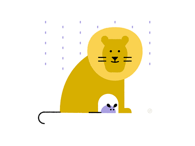 World Kindness Day caring friend geometric illustration kind lion love minimal mouse rain shape simple vector yellow