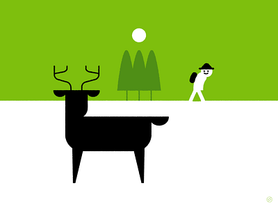 National Take a Hike Day accent black deer encounter geometric green hike hiking illustration landscape minimal nature outdoors shape simple trees vector