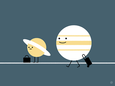 The Great Conjunction geometric illustration jupitor minimal planet saturn shape simple vector