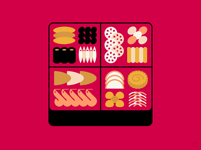 Osechi — Japanese New Year's Tradition conceptual food geometric illustration japanese japanese food minimal new year osechi shape simple vector