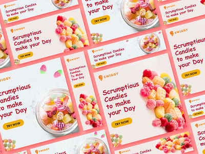Social Media Banner Ads for Candies.