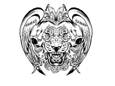 Skull lion animal animal logo animals brand cat catdrawing animal design art espoart logo illustration ink pencil sketch