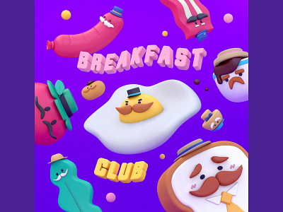The Breakfast Club - 3D Illustration 3d 3d art 3d illustration 3d modeling character characterdesign cinema4d illustration maxonc4d