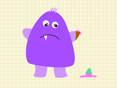 Sad Monster character creature hair ice cream illustration monster purple tooth