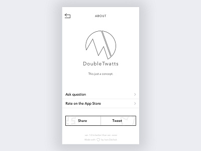 Week #1 (01) — Screen 1 Doubletwatts about flat hipster ios iphone light theme minimalistic share buttons simple social media