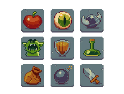 items! game gameart indiegame interface iosgame item mobilegame pixelart pixelartist rpg ui videogame