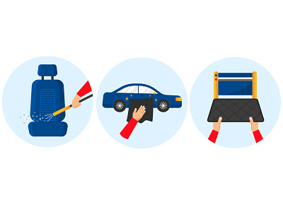 Flat vector illustrations for self-service car wash