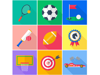 A set of flat vector icons. Sport.