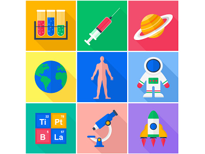 A set of flat vector icons. Science. adobe illustrator flat vector illustration sciense icons sciense illustration vector icons set