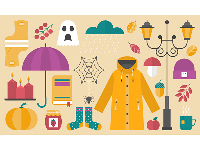 Clipart in flat vector style. Autumn.