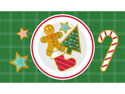 Christmas card in flat vector style.