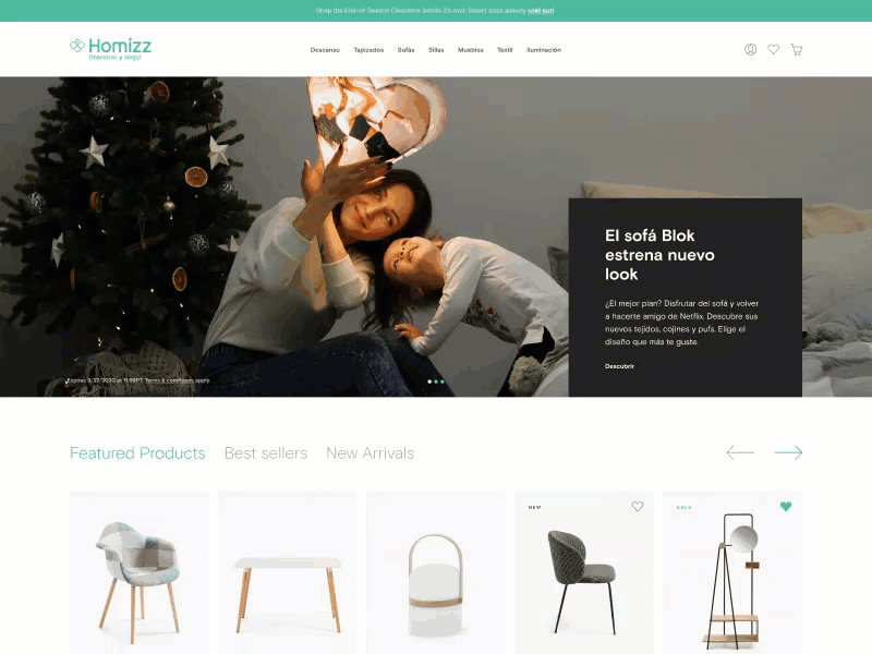 Homizz - Furniture Store Redesign clean ecommerce figma furniture gif home homepage homizz minimal redesign ui ux web design website