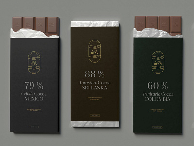 ONE BEAN Chocolate branding chocolate bar concept gold identity label logo luxury packaging print quality typography