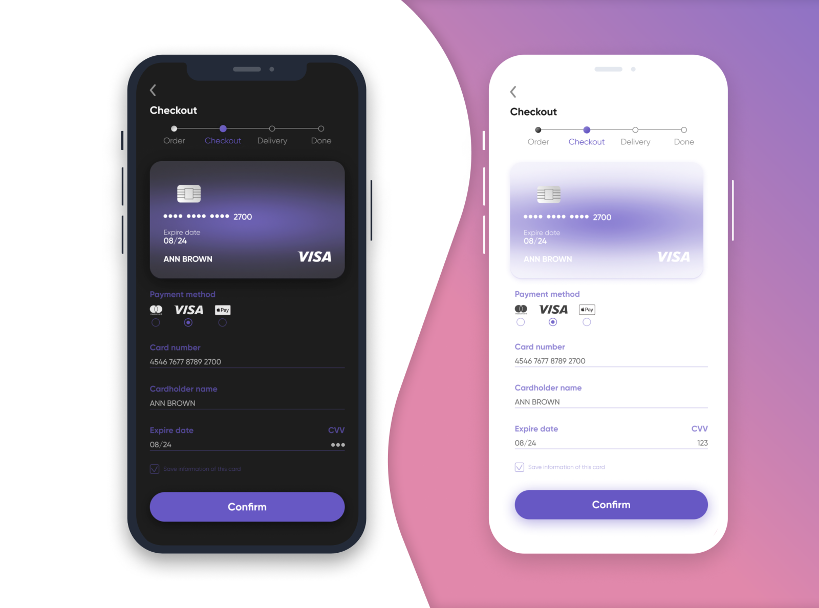 Credit Card Checkout Form – Daily UI #002 by Vera Shoshkina on Dribbble