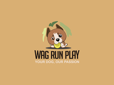 Wag Run Play animation design icon logo minimal vector