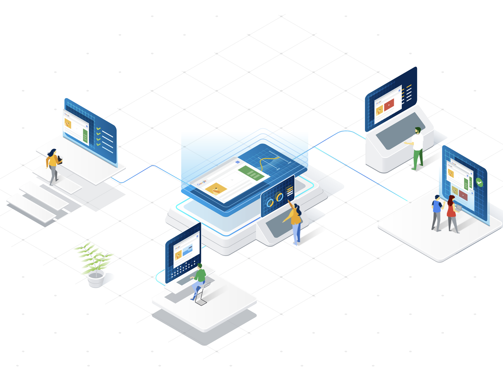 How google search works illustration series by juan mora for hook on